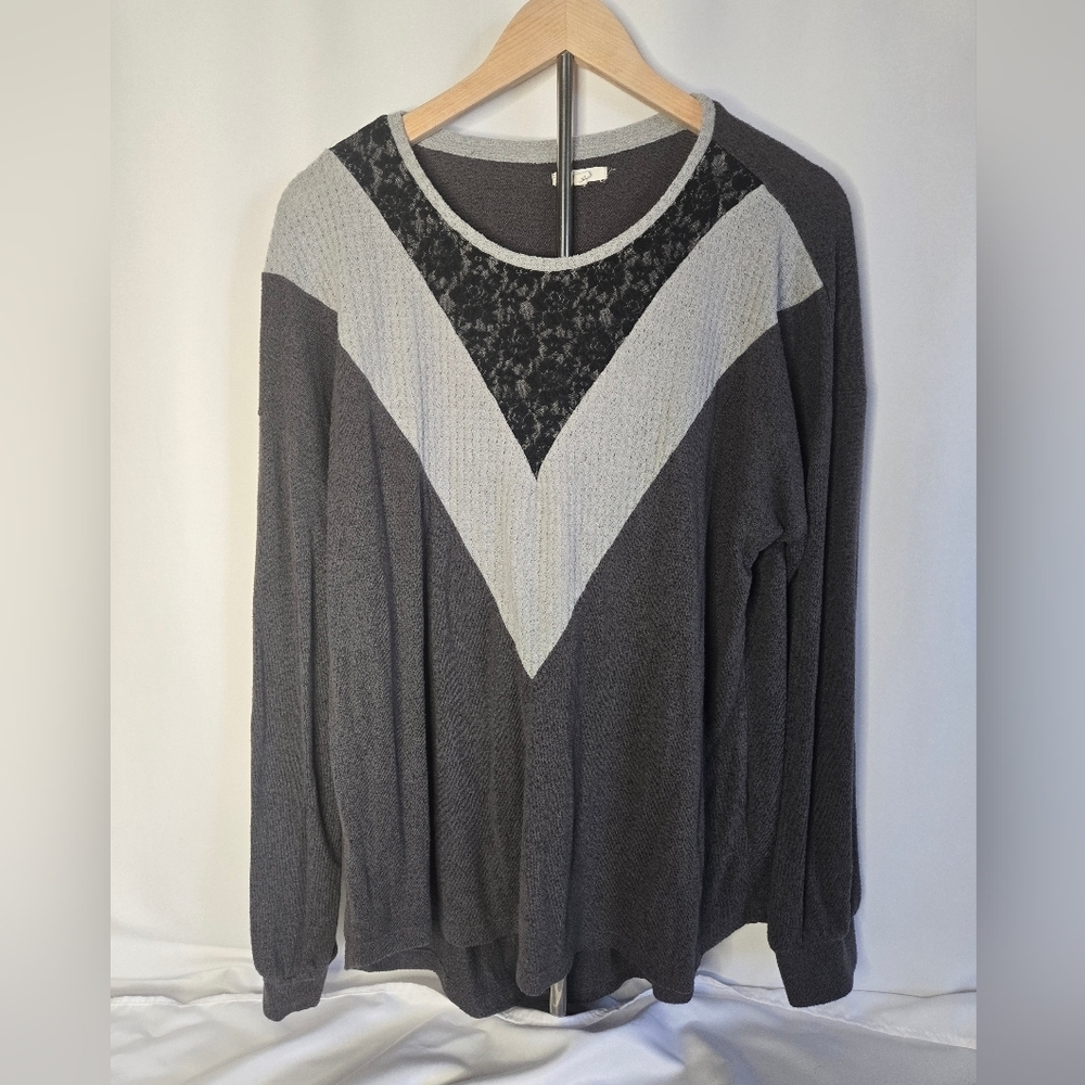 Maurices XL Cozy Chevron Lace Accent Pullover Sweater
